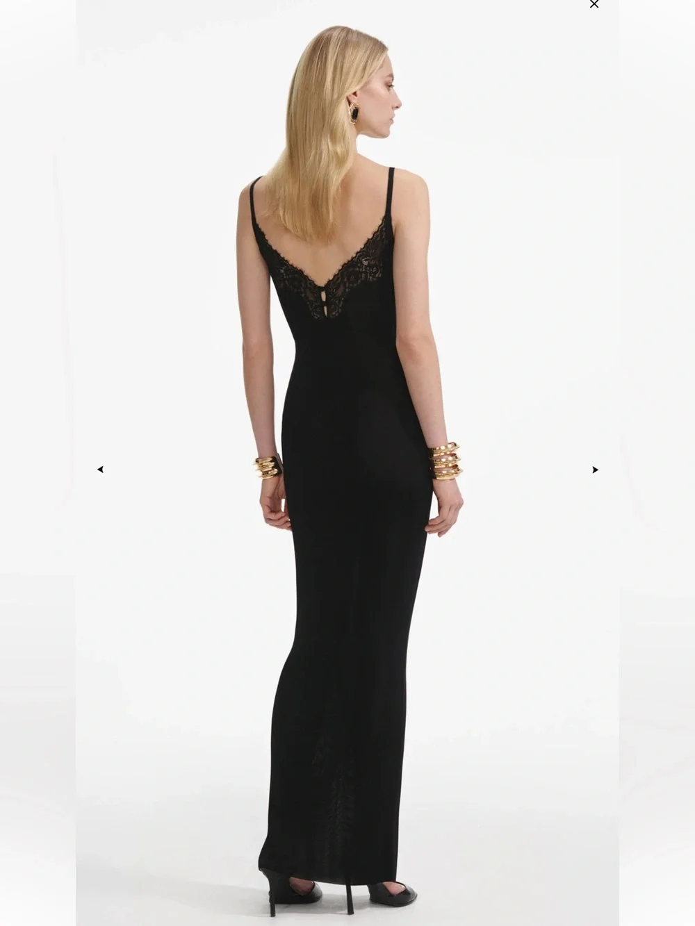 Self-Portrait BLACK VISCOSE KNIT MAXI DRESS - Picture 3 of 8